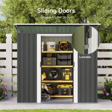 Asofer 6'x4' Outdoor Storage Shed Metal Garden Shed With Sliding Lockable Doors, Versatile Tool Bike Shed With Transparent Panel Windows, Outdoor Storage  For Backyard, Patio - 黑色 - 查看 6