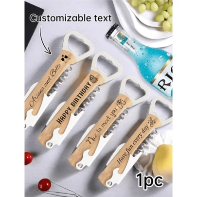 1pc Stainless Steel Multifunctional Red Wine & Beer Bottle Opener, Customized Wine Opener