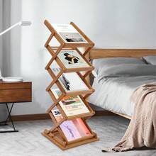 Pop-Up Bamboo Literature Magazine Rack Display Holder Stand