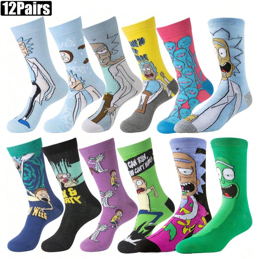 12 双动漫袜子男士卡通游戏玩家袜子趣味新奇袜子