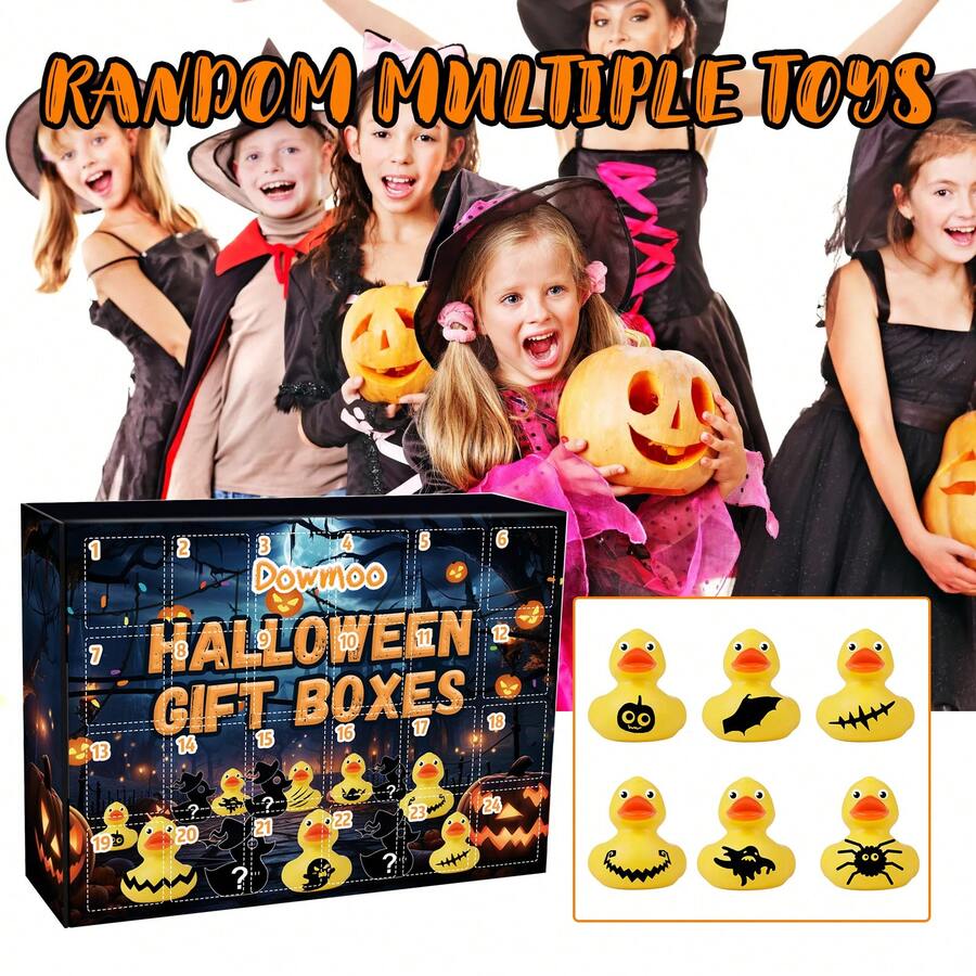 1set Halloween Duck Blind Box Comes 24 Grid Decoration Rubber Duck Toy Gift Box For Halloween - Black - View 1