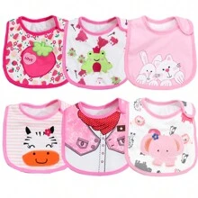6 piezas Baberos para bebés con diseños estampados y bordados, baberos para la baba de bebés - Multicolor - Ver 10
