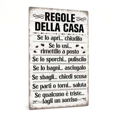 Putuo Decor 1 Pezzo Cartello Vintage In Metallo Stile Italiano "Regole Della Casa - Se Lo Apri... Chiudilo Se Lo Usi... Rimettilo A Posto", Decorazione Da Parete Per Casa, Fattoria, Soggiorno, Idea Regalo
