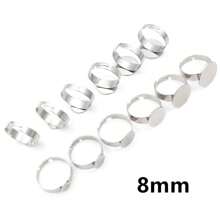 10 件 6-15 毫米 304 不锈钢戒指镶嵌空白底座适合 8-15 毫米玻璃凸圆形宝石 DIY 珠宝制作配件 - Ring blank base - 查看 12