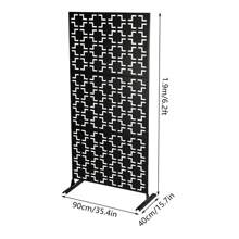 ZhdnBhnos LINSIE Outdoor Privacy Screen 6.2FT Height Checker Pattern Privacy Screen Panels Decorative Panels Freestanding Outdoor Privacy Fence Screens For Patio, Balcony, Garden, Porch, Black Outdoor Decorative Privacy Screen Panel Planter Wall Metal Fence Panels Black The Best Gift/Present For Family&Friends Happy Christmas - Black - View 5