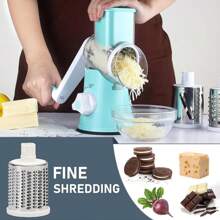 Rotary Cheese Grater With Handle Vegetable Cheese Shredder Slicer Grater For Kitchen 3 Changeable Blades For Cheese Potato Zucchini Nuts Chocolate - Green - View 2