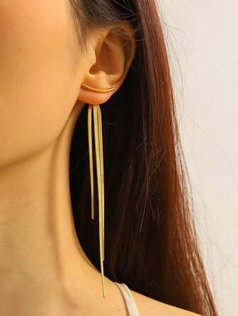 金屬流蘇裝飾耳夾