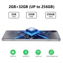 Tableta de 10 pulgadas con Android, tableta Android 13, tableta con procesador Quad Core de 2GB de RAM y 32GB de almacenamiento, GPS, FM, certificación GMS, pantalla IPS HD, batería de 6000mAh de larga duración, color azul - Plateado - Ver 2