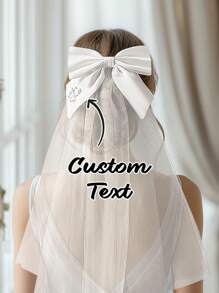 1 Stück individuell angefertigter Brautschleier, individuell angefertigter Brautschleier mit Phrasen, personalisierter Brautschleier mit Phrasen, personalisierte Stickerei für Brautaccessoires, personalisierte Stickerei Brautschleier, Hochzeitsgeschenk, Junggesellinnenabschiedsgeschenk, Geschenk für sie - Weiss - Übersicht 1