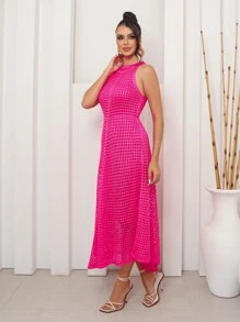 Women Sweater Dresses - Hot Pink - View 4