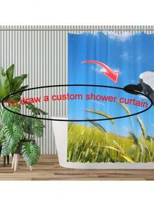 1pc Customizable Flannel Shower Curtain, Custom Background, Custom Wedding Curtain, Personalized Image, Custom Design, Ultra Thick & Soft, 4-Season Use, Family & Friends Image, Gift For Loved Ones Home Bathroom Decor Fall Decor Bathroom Accessories Back To School