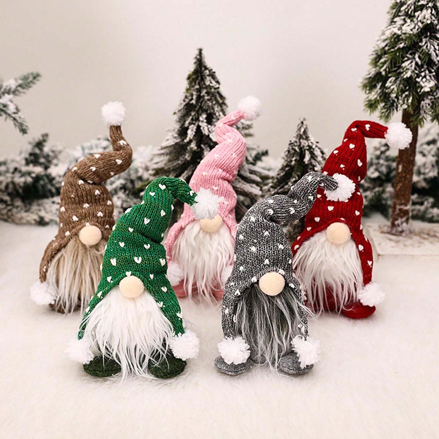 1pc/5pcs Faceless Old Man Knitted Figurine Decor, Christmas Santa Claus
