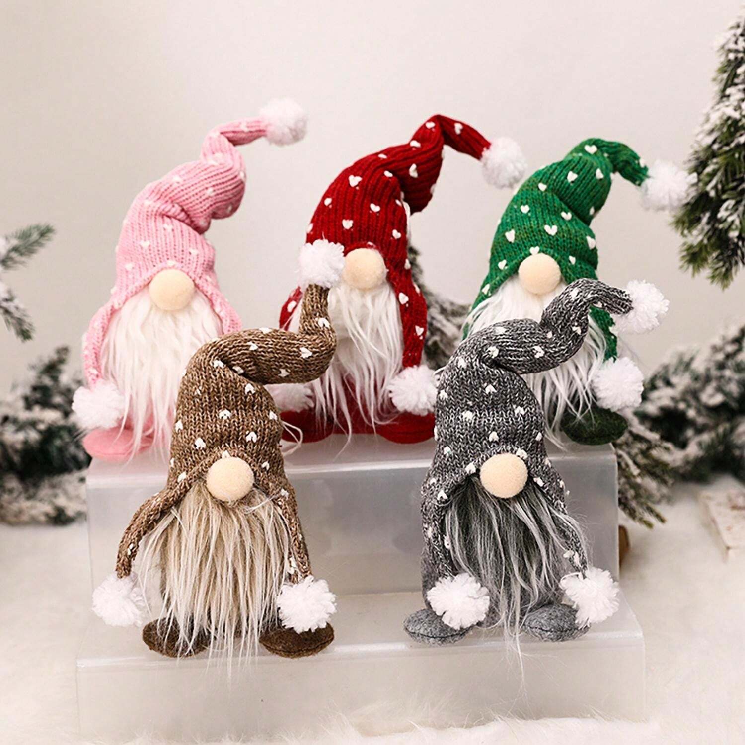 1pc/5pcs Faceless Old Man Knitted Figurine Decor, Christmas Santa Claus