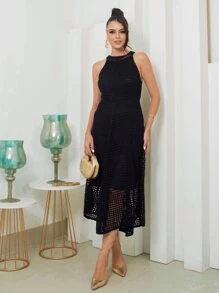 Women Sweater Dresses - 黑色 - 查看 8
