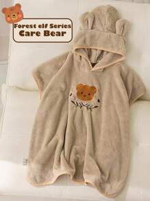 1 件儿童卡通图案速干浴巾，柔软温暖连帽浴袍 - 彩色 - 查看 5