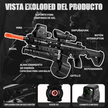 Lanzador automático de perdigones de gel M416 con cargador, tambor, linterna y mira holográfica - Perdigones de gel no incluidos. ¡Un regalo ideal para Navidad y Acción de Gracias!