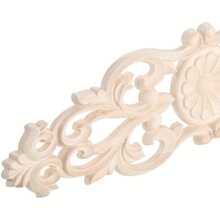 2 pezzi Applique decorative in legno non dipinto, Decalcomanie di intaglio lungo per mobili per armadi, specchi, cassettiere, pareti, armadi, letti - Beige - Visualizzare 4