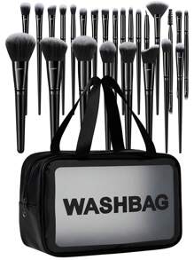 46pcs Professional Makeup Set: Waterproof Makeup Bag + 25 Makeup Brushes + 8 Sponges And Powder Puffs + Accessories | Portable Makeup Essential Set, Includes Cleaning Tools. Options: 20/21/25/26/46pcs, Makeup Brush Set, Makeup Brush Set, Makeup Brush Set, Complete Makeup Set, Makeup Brush Set, Complete Makeup Set, Makeup Brush Set, Makeup Brush Set, Makeup Gift Set - Multicolor - View 2