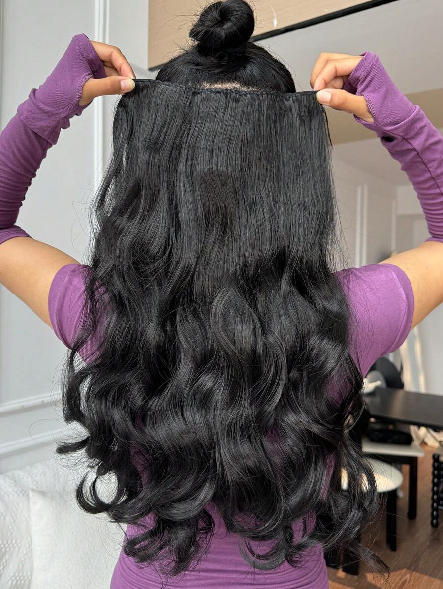 20" 1-Pack 3/4 Full Head Curly Wave Clips In On Synthetic Hair Extensions  Hair Pieces For Women 5 Clips