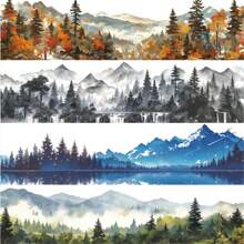1卷自然疗愈系列胶带，精美自然山水水墨画连续山河主题贴纸胶带，防水PET材质，适用于剪贴簿、笔记本装饰、相框、手机壳、杂志、文具盒、个性化贴纸、学习用品、圣诞礼物、女士礼物 - 彩色 - 查看 6