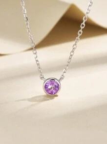 1 件时尚 925 纯银天然橄榄石绿色宝石圆形镶嵌项链，适合派对、休闲、工作穿着 - 橄欖綠 - 查看 6