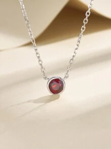 1 件时尚 925 纯银天然橄榄石绿色宝石圆形镶嵌项链，适合派对、休闲、工作穿着 - 橄欖綠 - 查看 8