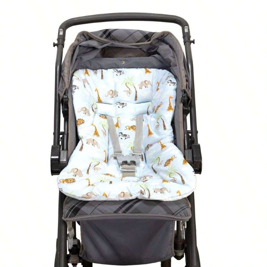 Soft Padded Stroller Cover For Boys And Girls 100% Cotton - 藍色野生動物園 - 查看 1