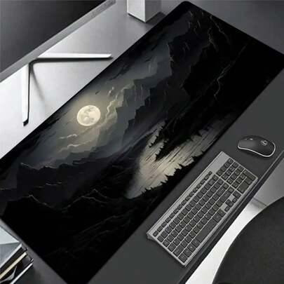 大号夜空月光风景长方形橡胶鼠标垫 - 防滑、可水洗、防水，适用于电子竞技、学习和办公。返校季游戏鼠标垫，桌面配件，办公用品，办公桌配件，鼠标垫，桌面鼠标垫