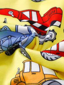 Baby Boy 2pcs Spring Autumn Kids Cartoon Car Print Sweatshirt & Pants Casual Outfit Set