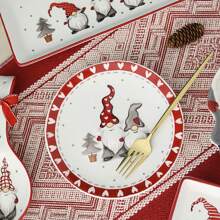 Nordic Stitching Santa Claus Bowls And Plates Tableware Set Embossed Sealed Jar Spice Jar Western Ceramic Flat Plate Cup Christmas Tableware Set,School Supplies