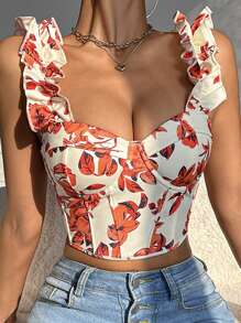 Áo vest nữ thiết kế in họa tiết gợi cảm mùa hè có đệm ngực, dây lưng mảnh hình xương cá - Nhiều màu - Xem 5