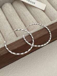 S925 Sterling Silber gedrehte dicke Creolen, minimalistisches Design, perfektes Geschenk - Kreis - Übersicht 2