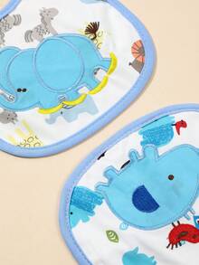 6 piezas Baberos para bebés con diseños estampados y bordados, baberos para la baba de bebés - Multicolor - Ver 7