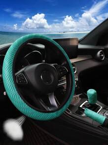 MEIKAXIU 3pcs Breathable 3D Grid Mesh Car Steering Wheel Cover, Gear Shift Cover, Handbrake Cover, Fits 14.5-15 Inch, Car Accessories For Women - Large Mesh Grid - View 6