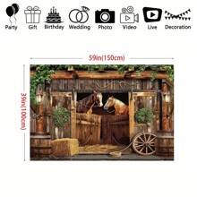 1pc Texas Western Cowboy Barn Backdrop, Party Decoration Background Photo Prop, Photography Studio Prop, Suitable For Indoor And Outdoor Decoration Banner,Christmas - Multicolor - View 4