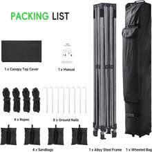 10x10 Commercial Canopy Tent , Heavy Duty 500D Waterproof Pop-Up With Roller Bag & 4 Sandbags, Ideal For Outdoor Events, Camping, Stalls, & Parties (Blue/White/Black) - White - View 6