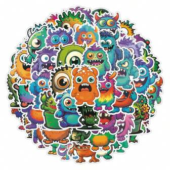 50pcs Cute Monster Doodle Stickers, Adorable Aesthetic Graffiti Stickers Suitable For Water Bottles, Laptops, Phones, Skateboards, Guitars, Luggage, Scrapbooks, Helmets, Bicycles, Motorcycles, Cars, Helmets, Party Decorations And Gifts