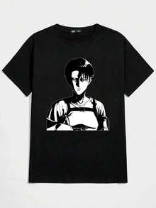 Anime Atttack On Tiitan T-Shirt Unisex 100% Cotton Streetwear Launch Shipping In Various Colors!! - 黑色 - 查看 1
