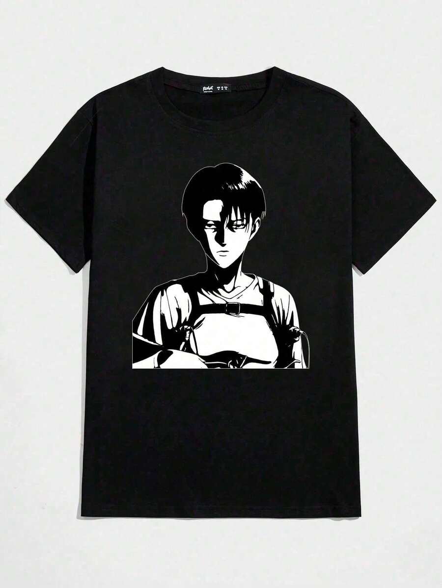 Anime Atttack On Tiitan T-Shirt Unisex 100% Cotton Streetwear Launch Shipping In Various Colors!! - 黑色 - 查看 1