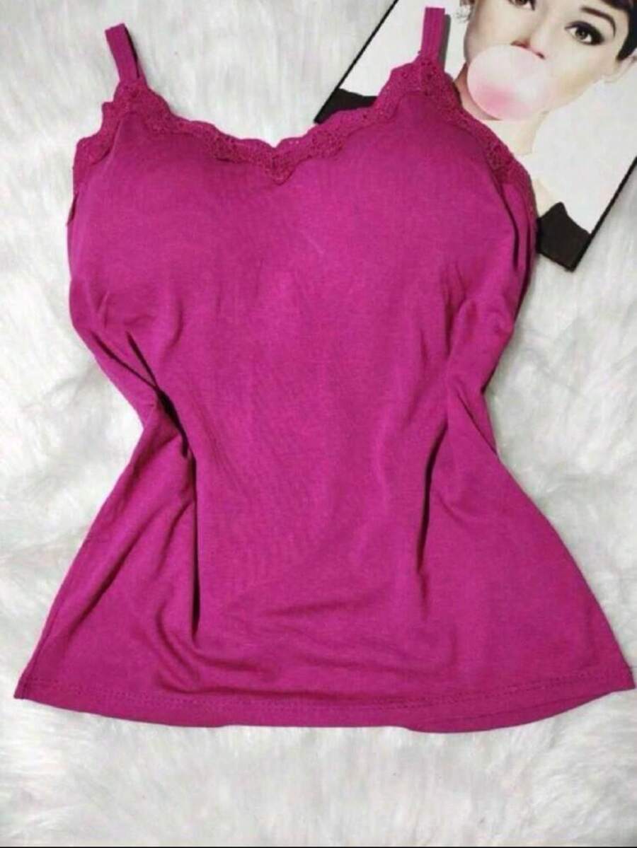 Women's Lace Tank Top With Cup - Màu tím - Xem 1