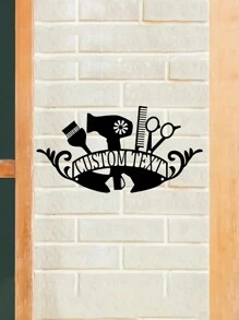 Logotipo de Parede de Metal Vintage Personalizado para Barbearia, Etiqueta de Nome de Barbeiro, Rótulo de Metal Personalizado para Barbearia, Arte de Parede de Metal para Salão de Beleza, Decoração de Parede da Barbearia, Presente para Cabeleireiro, Dia dos Namorados, Decoração do Dia dos Namorados