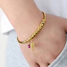 Customized Name Tree Leaf Bracelet For Women, April Birthstone White Crystal, Personalized Engraved Date & Name, Gold Or Silver Stainless Steel Bohemian Elegant Bracelet, Mother's Day Gift