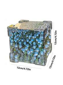 21 Diy Cubo De Rubik Lámpara Noche De Tulipanes Con Espejo,Flor Lámpara de noche de tulipán,noche pequeña tridimensional creativa ,Flor Lámpara de noche de tulipán, lámpara LED de espejo infinito, tulipanes, decoración de producto terminado, luces artificiales,  lámpara de mesita de noche Regalo para novia, niños DIY, regalo de cumpleaños, decoración de la habitación 12*12*12CM - Azul - Ver 2