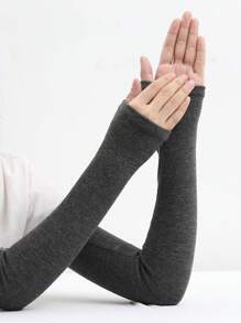 Zhenyanyouyun 1 双女士保暖羊毛臂套，男女通用超长袖保护套，适合驾驶、秋冬季防寒手套