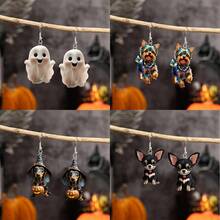 1 对亚克力万圣节性感可爱卡通耳环，适合节日、婚礼、派对、宴会、女性礼物 - 彩色 - 查看 2