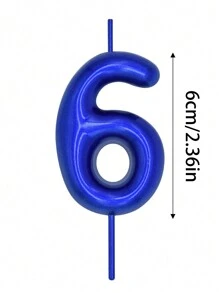 1 支黑色/红色/蓝色 6 厘米数字蜡烛 0-9 适用于生日派对蛋糕装饰、圣诞节 - 藍色 - 查看 6