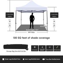 10x10 Commercial Canopy Tent , Heavy Duty 500D Waterproof Pop-Up With Roller Bag & 4 Sandbags, Ideal For Outdoor Events, Camping, Stalls, & Parties (Blue/White/Black) - White - View 2