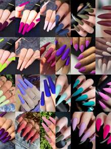 288Pcs/Set Matte Plain Color Nail Art Stickers Press On Nails Nail Supplies Nails - Multicolor - View 1