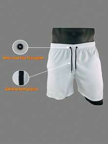 KIT 2 Shorts Bermuda Tactel With Elastane Men's Beach Gym Drying Training Football - 水鴨藍 - 查看 6