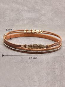 1pc Fashionable Personalized Round Metal Charm Multi-Layer Snake Skin Leather Wrap Bracelet, Gift For Girlfriend/Mom - Can Be Worn In Any Position On The Wrist